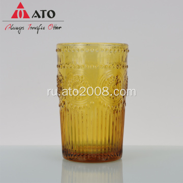 Ato Amber Whiskey Glass Scossed Retro Juice Cup